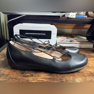 🖤 ABEO B.I.O. System TORI Black Leather Lace-Up Ballet Flats 8.5N 🖤